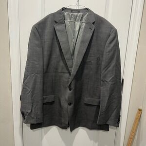 Calvin Klein Mens 56R Grey Wool Houndstooth Two Button Blazer Sport Coat Jacket